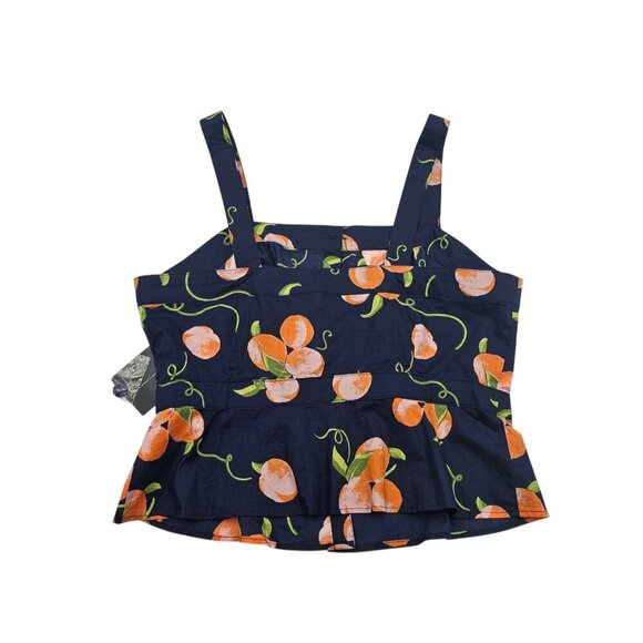 NWT Women's - Modcloth Navy Blue Practice What You Peach Peplum Tank, Size XL - Picture 9 of 9